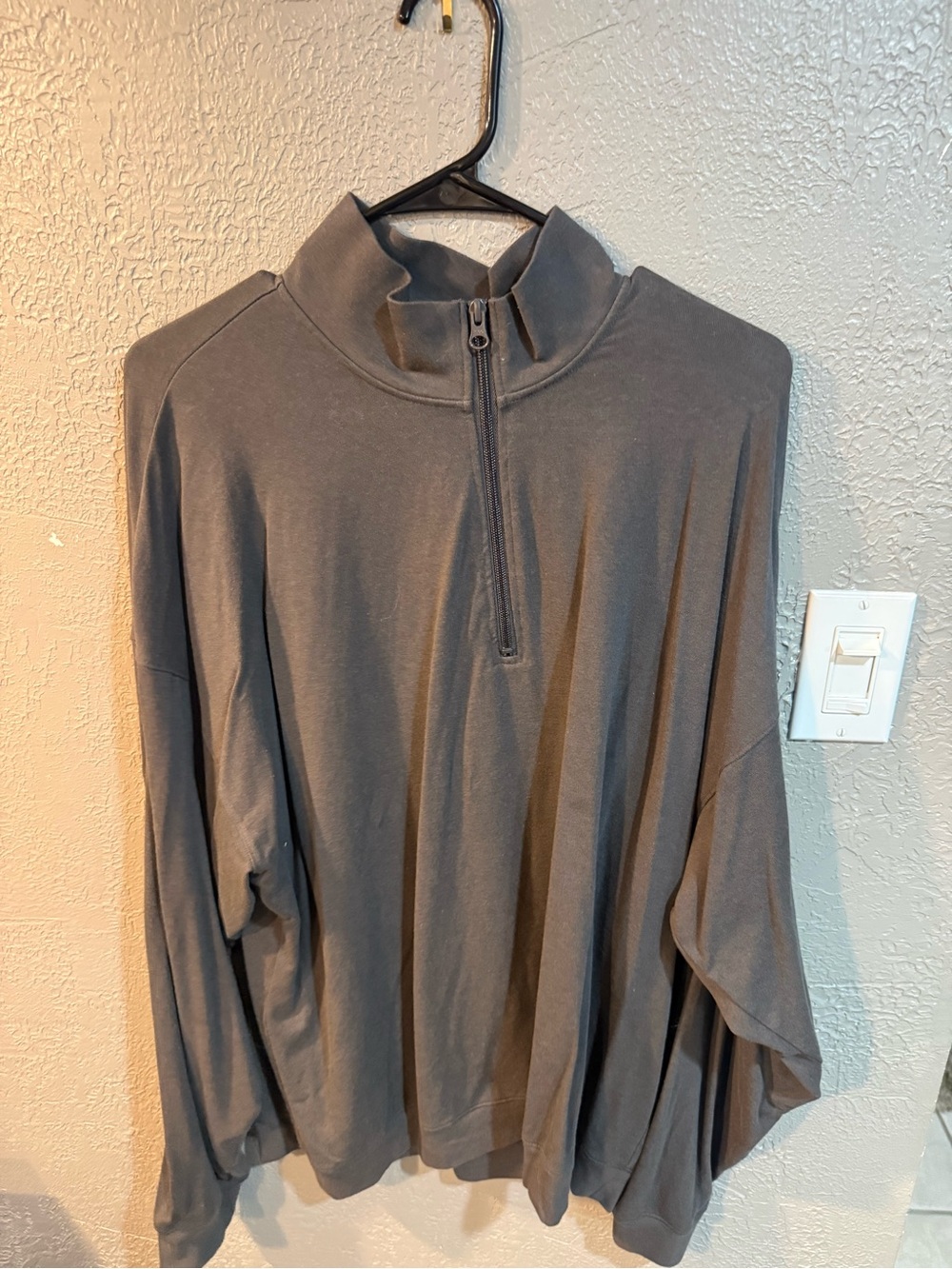 SKIMS Men's Half-Zip Mock Neck Sweater in Charcoal